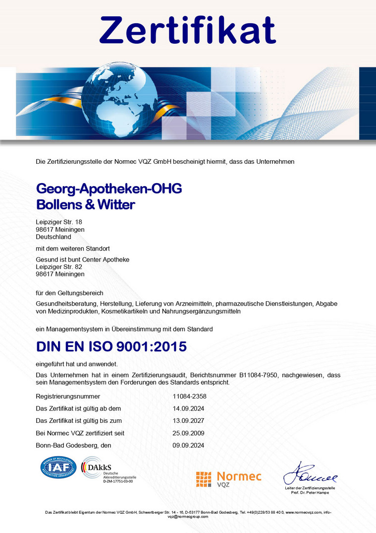 ISO Zertifikat